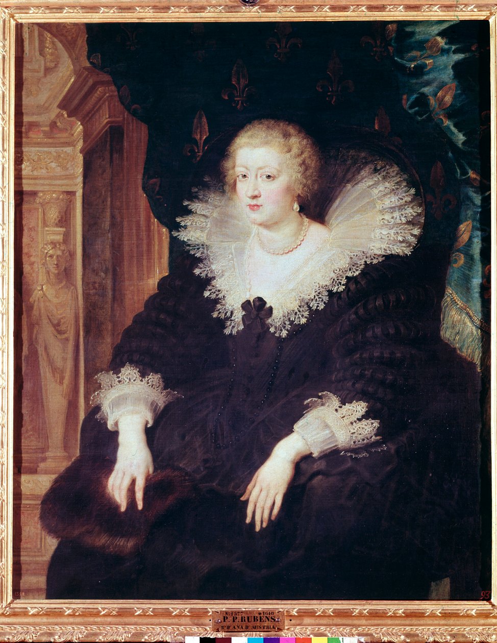 Retrato da Rainha de França Ana da Áustria (óleo sobre tela de Peter Paul Rubens