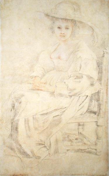 Retrato de uma Mulher, possivelmente Helena Fourment, c.1630-35 (giz preto e vermelho sobre papel) de Peter Paul Rubens