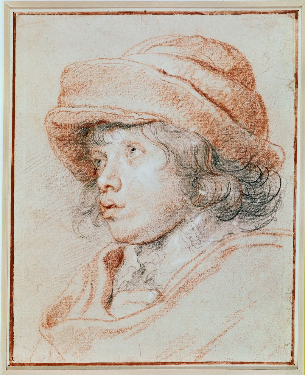 Estudo do retrato do seu filho Nicolas (giz preto, vermelho e branco) de Peter Paul Rubens