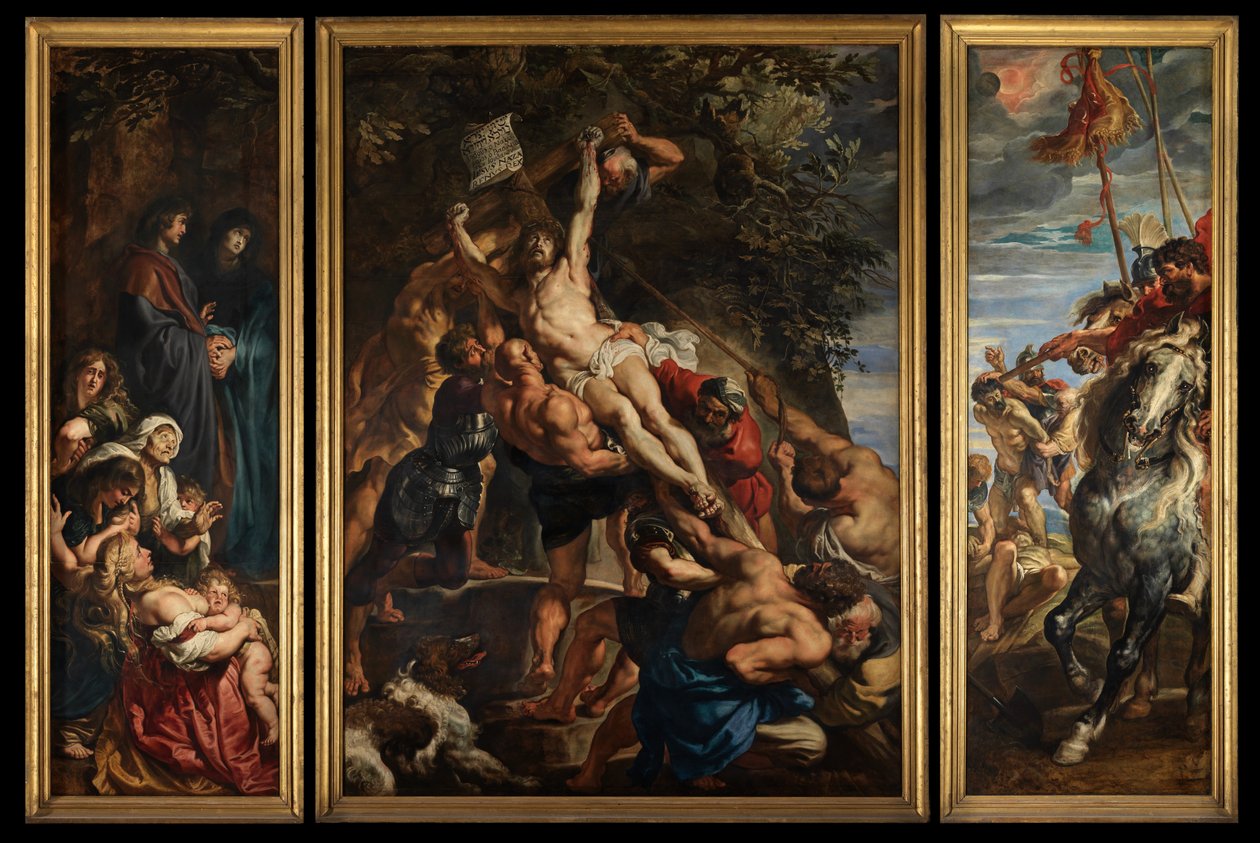 Levantamento da Cruz, c.1610-11 (óleo sobre painel) de Peter Paul Rubens