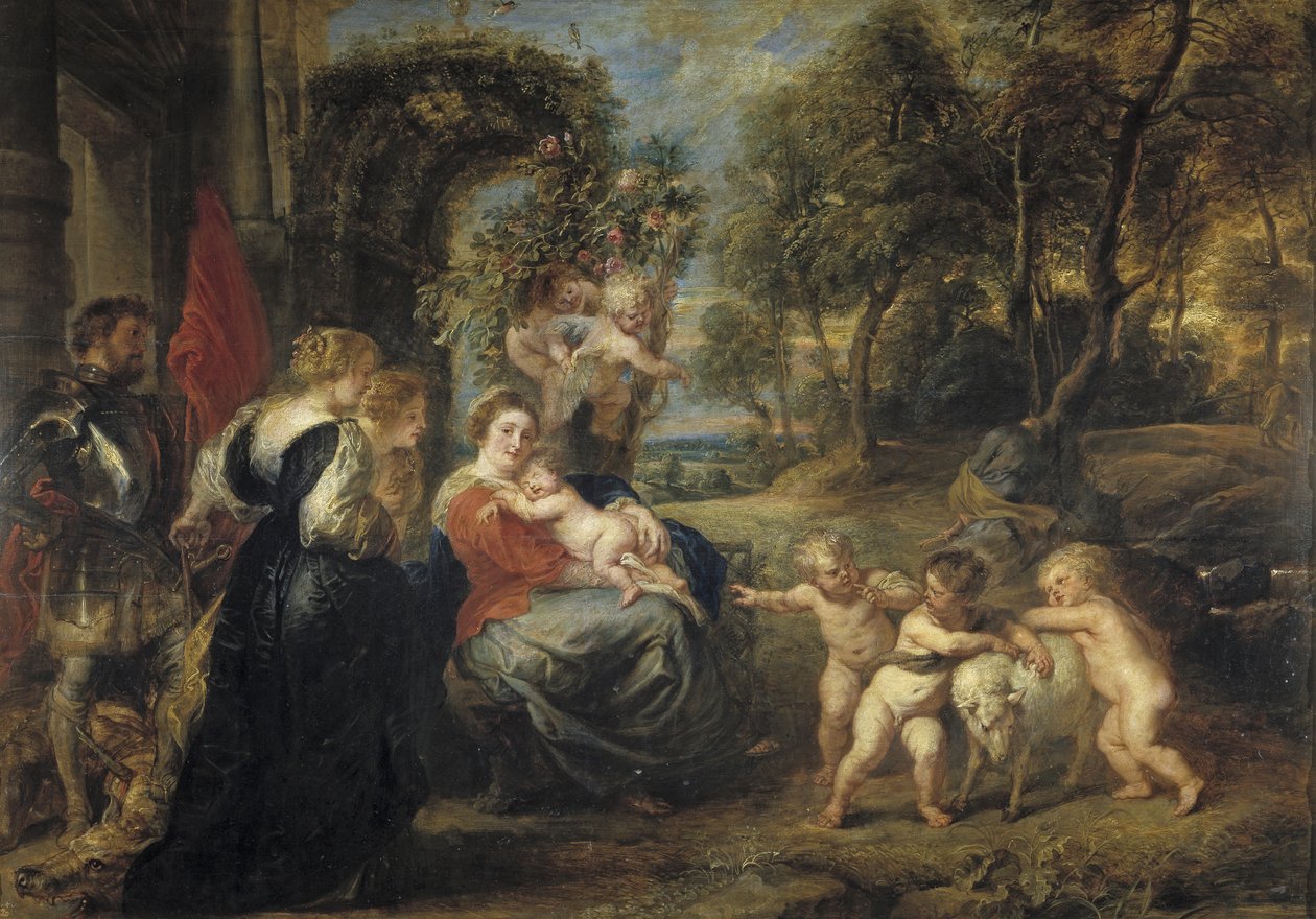 Descanse na fuga para o Egito, com os santos, c. 1635 de Peter Paul Rubens