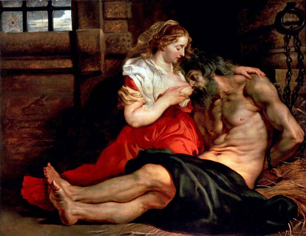 Caridade Romana, c1612. de Peter Paul Rubens