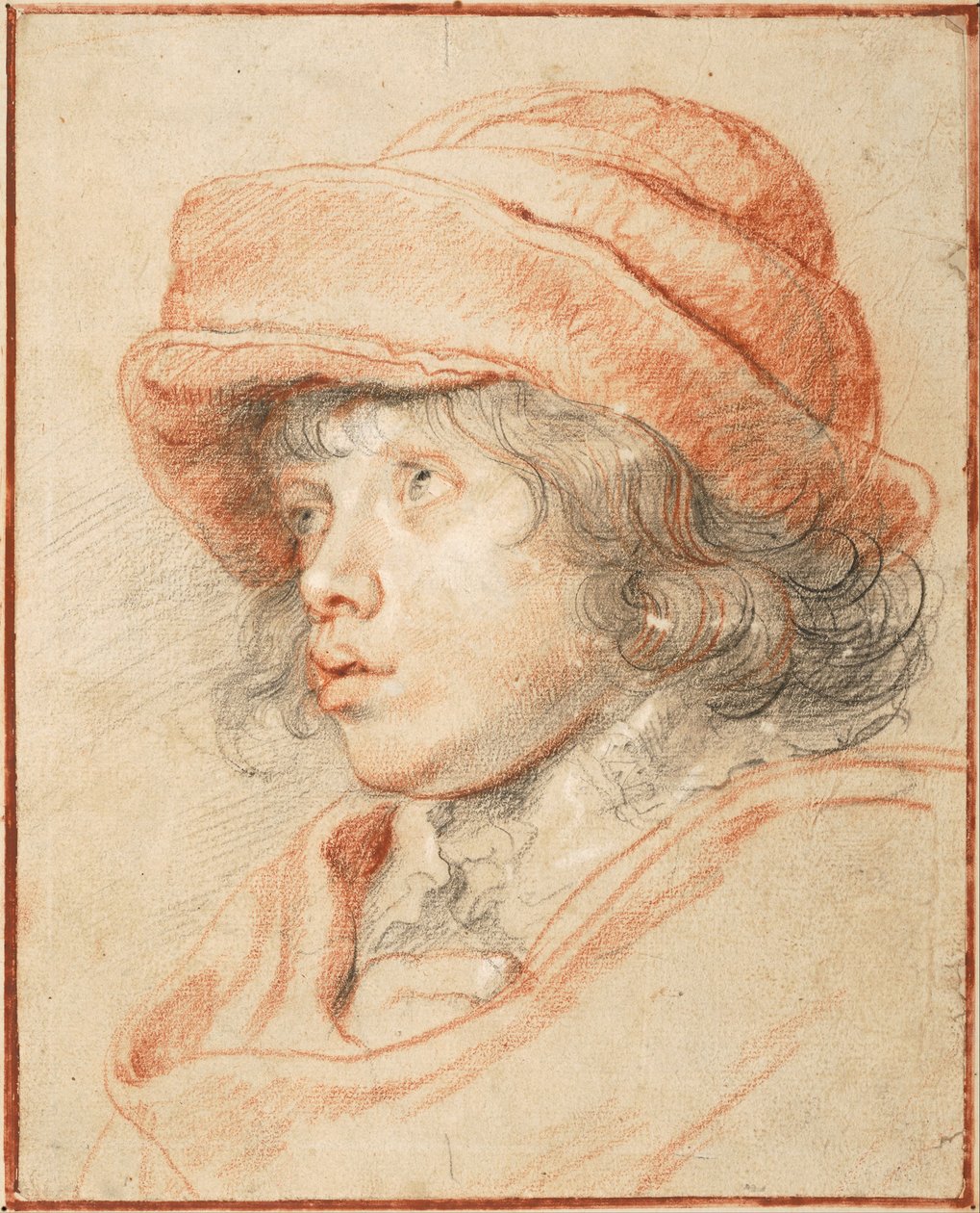 Rubenss Son Nicolaas usando um boné de feltro vermelho, 1625-1627 de Peter Paul Rubens