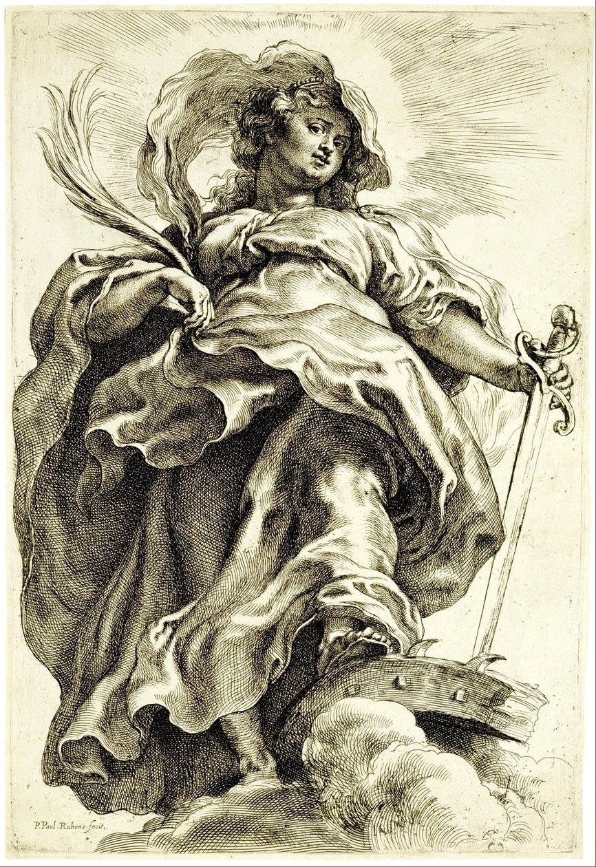 Santa Catarina de Alexandria nas nuvens de Peter Paul Rubens