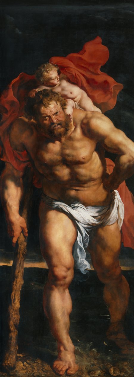 S. Cristóvão e o Eremita, deixado fora do persiana da Descida da Cruz tríptico de Peter Paul Rubens