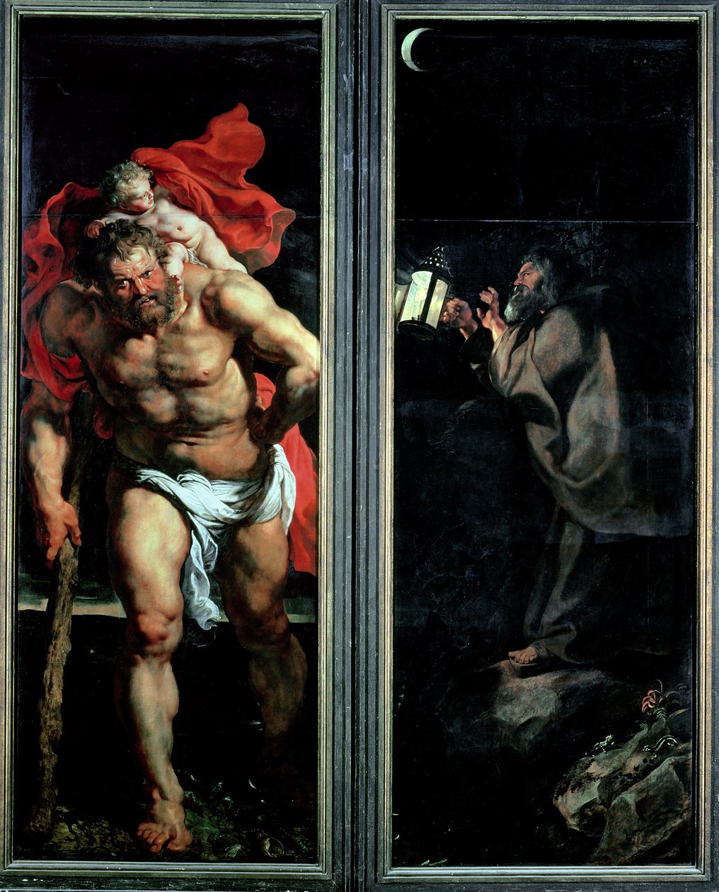 São Cristóvão e o Eremita, persianas externas da Descida do tríptico Cruz, 1611-14 de Peter Paul Rubens