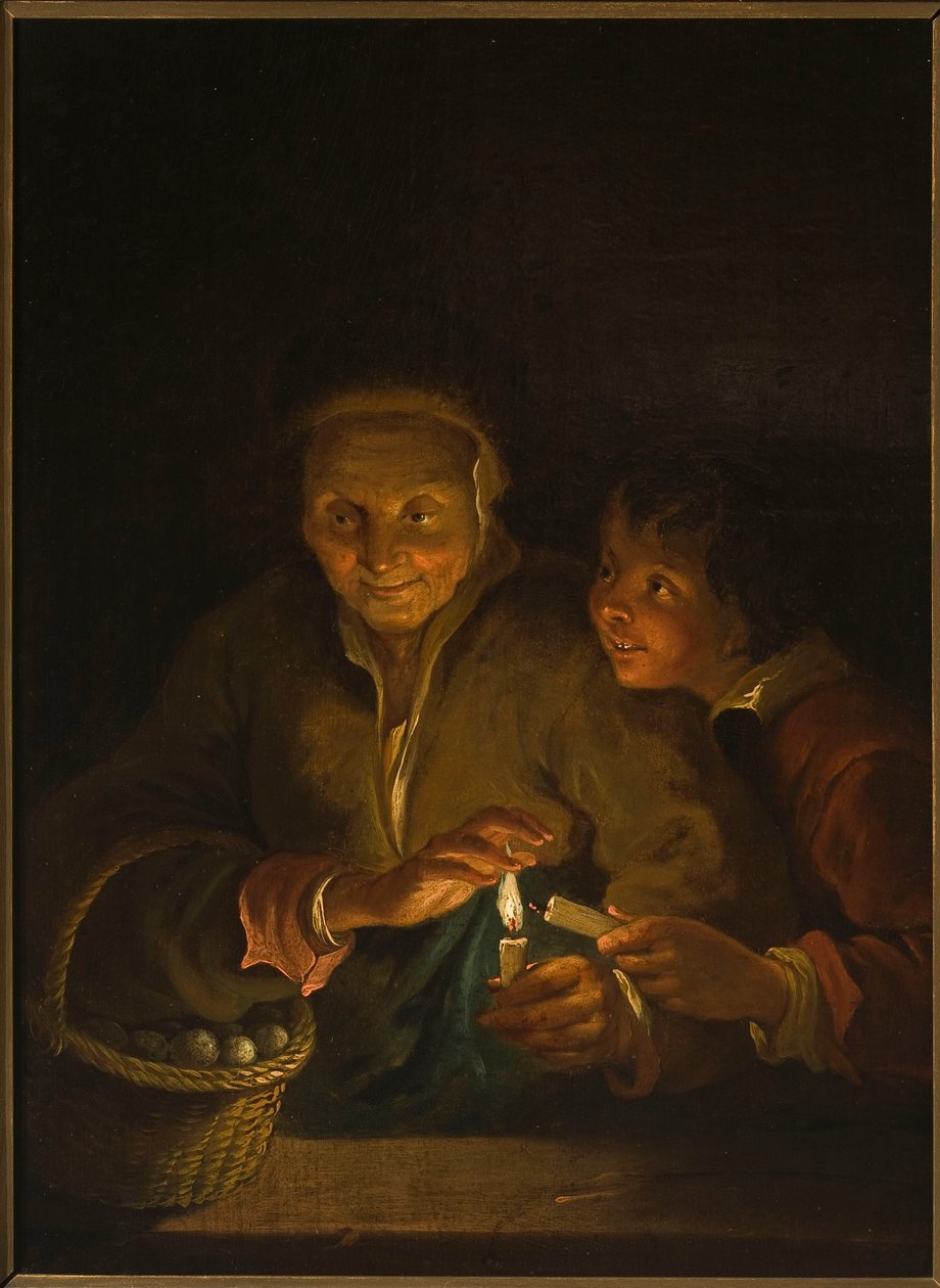 Mulher idosa e rapaz com uma vela de Peter Paul Rubens