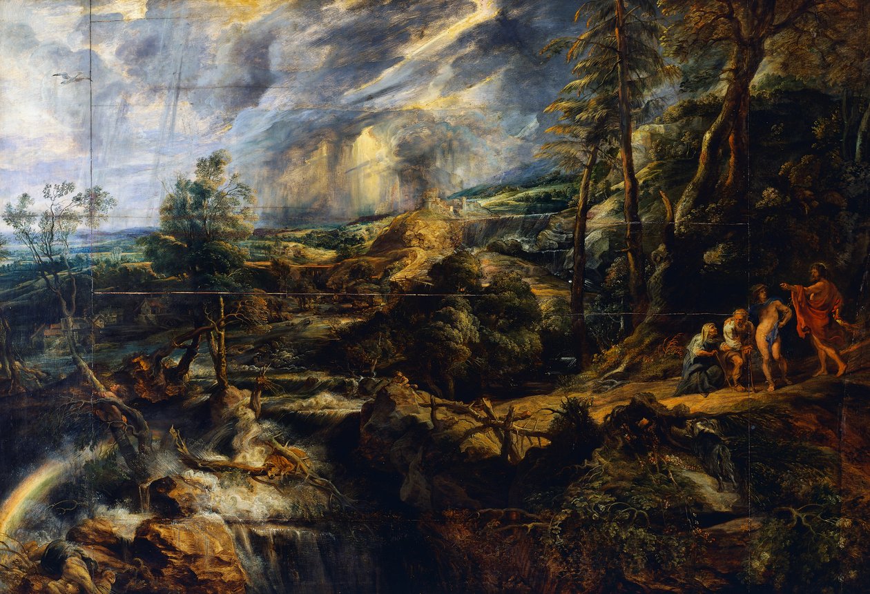 Paisagem tempestuosa, c.1625 (óleo sobre painel) de Peter Paul Rubens