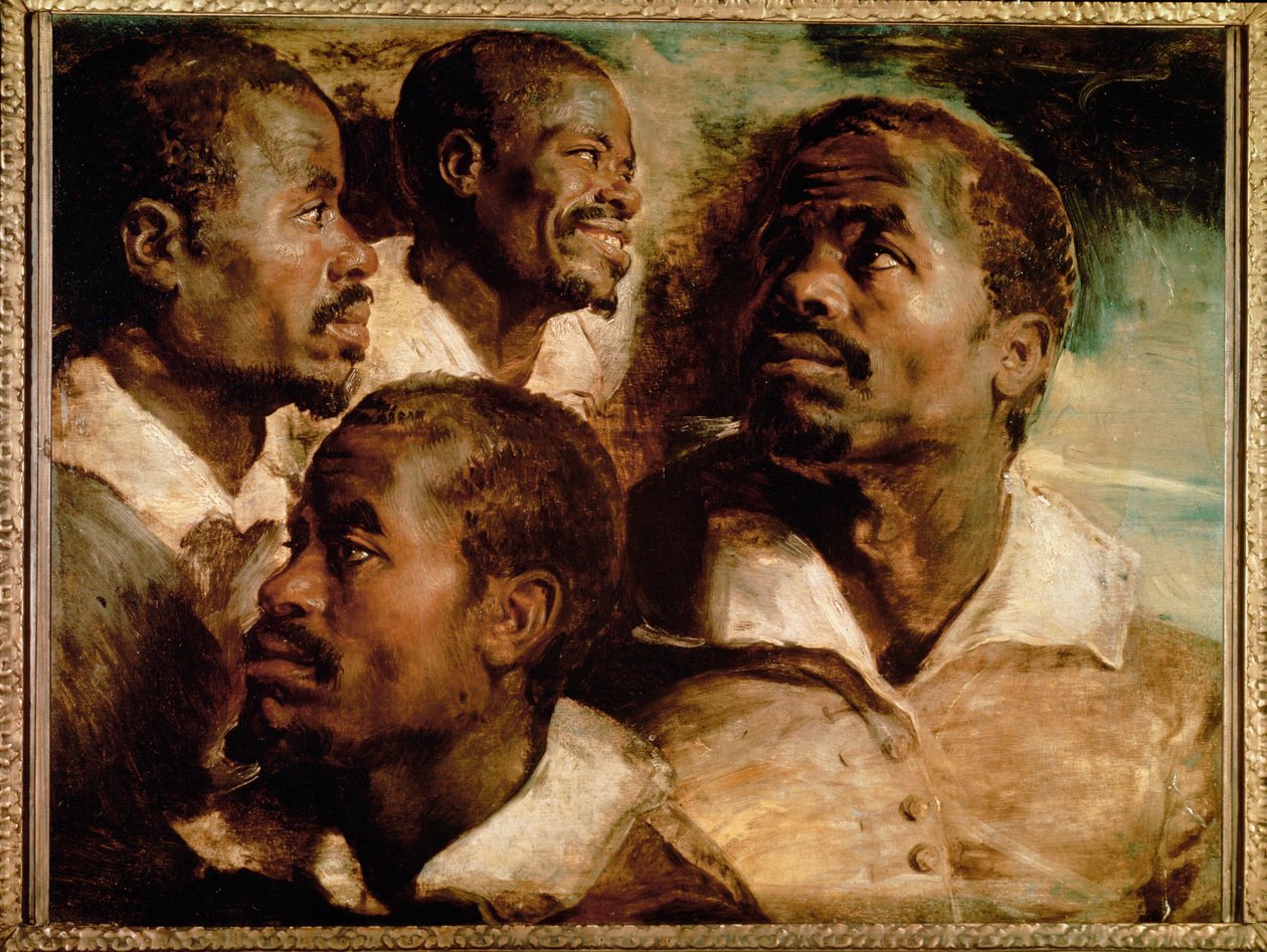 Estudos da cabeça de um homem negro (pintura sobre tela) de Peter Paul Rubens