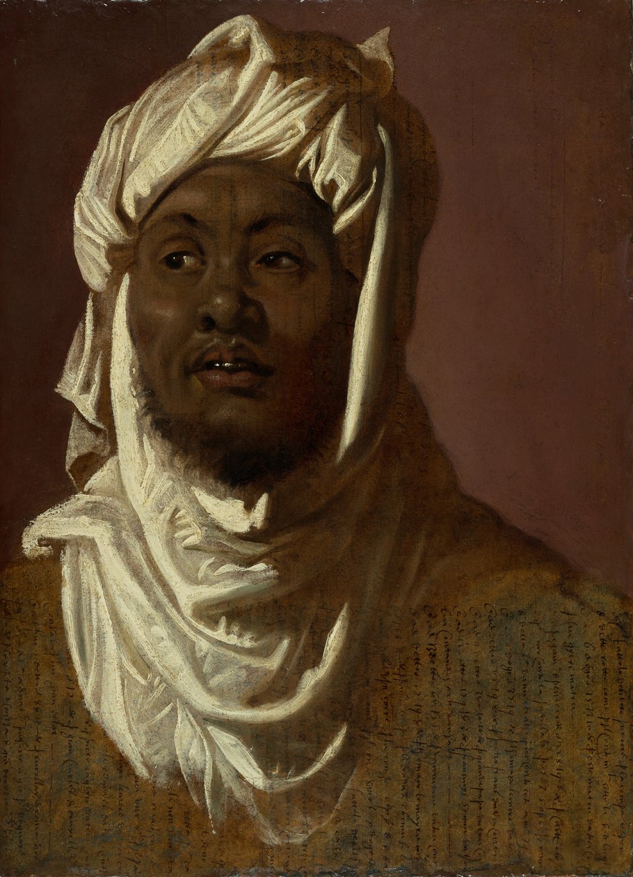 Estudo para Balthazar, c.1609-11 (óleo sobre papel colocado em painel) de Peter Paul Rubens