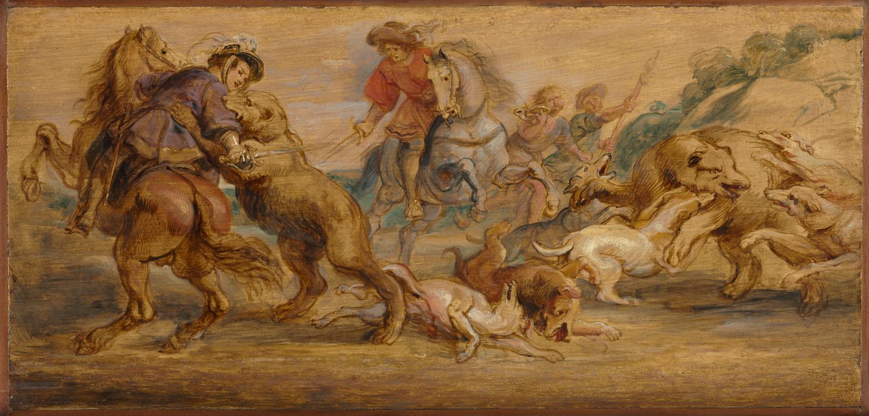 Estudo para "The Bear Hunt" (para o Alcázar, Madrid) de Peter Paul Rubens