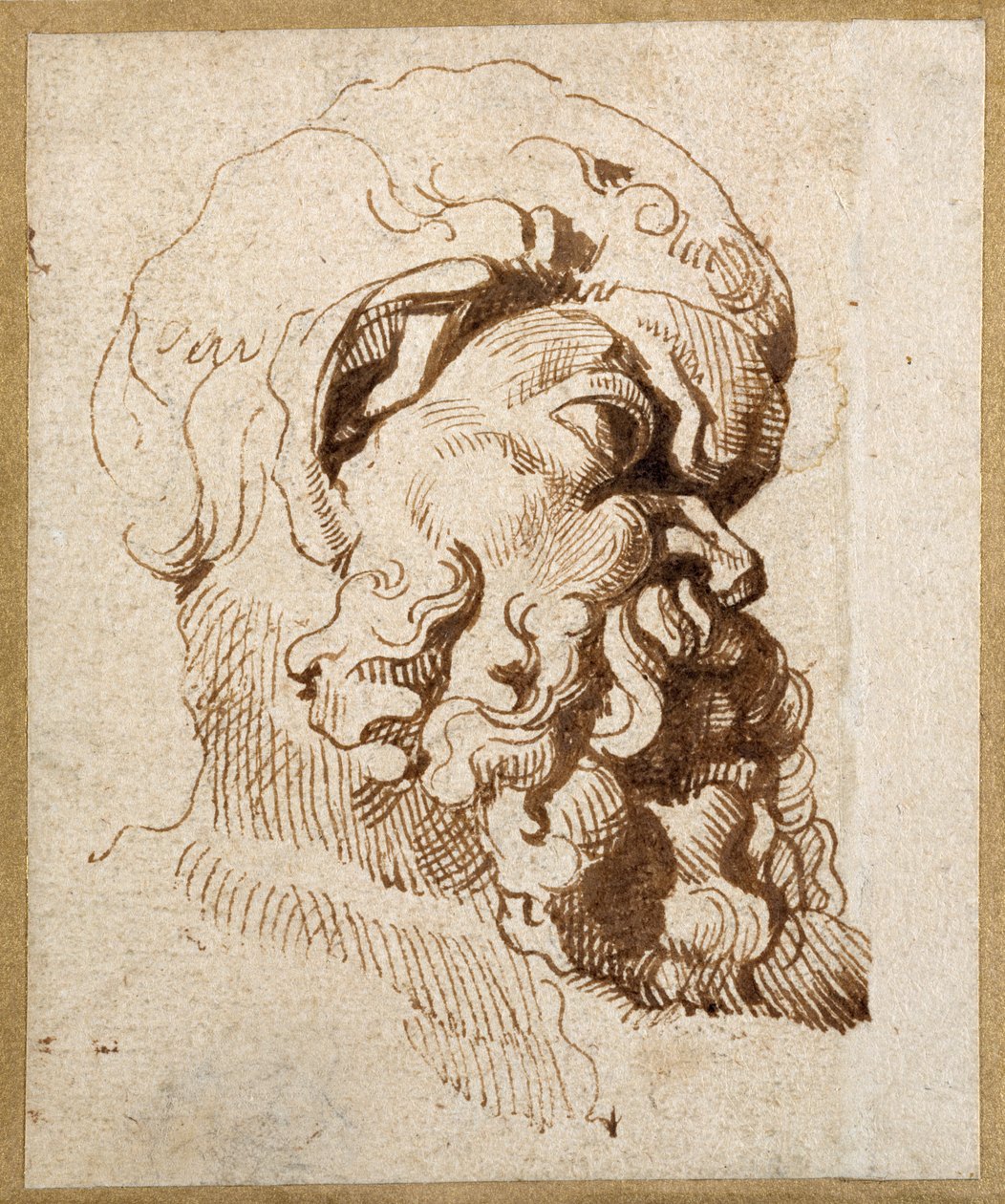 Estudo de uma cabeça antiga de Silenus (caneta e tinta sobre papel) de Peter Paul Rubens