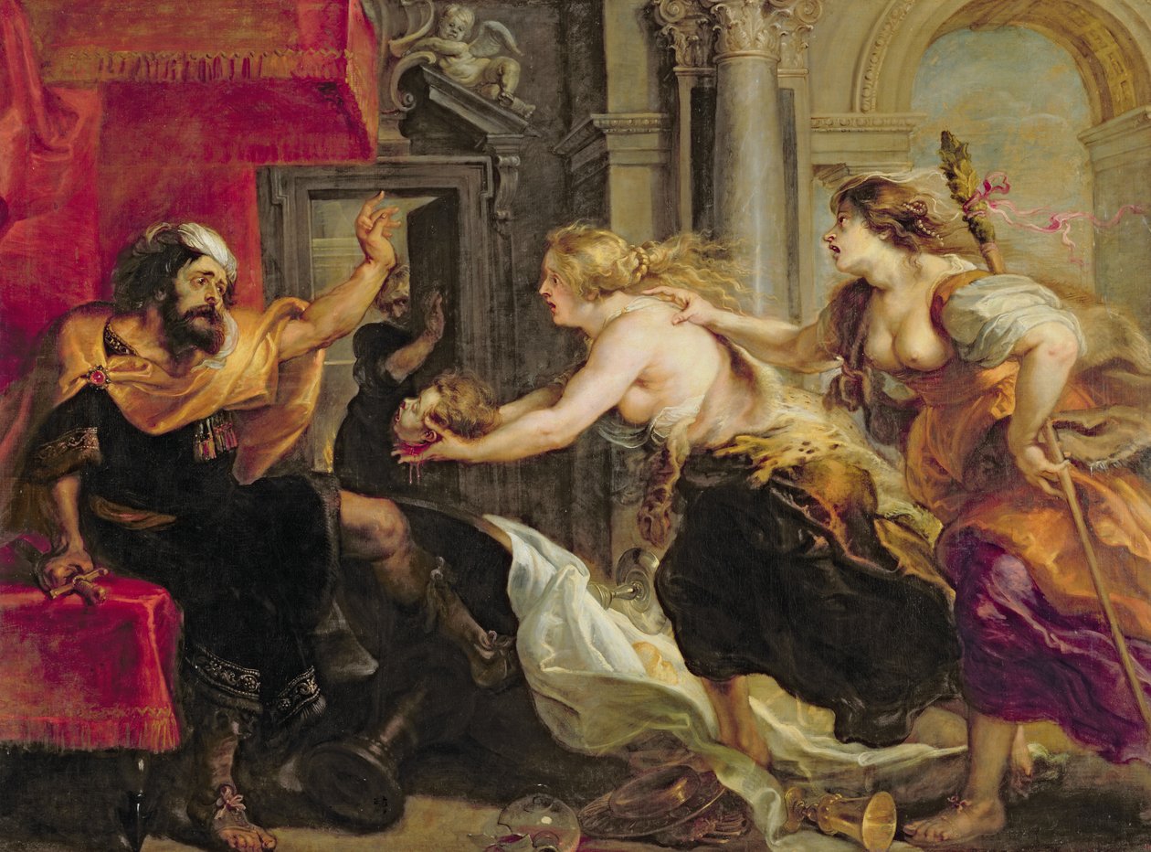 Tereus confrontado com a cabeça de seu filho Itylus, 1637 de Peter Paul Rubens