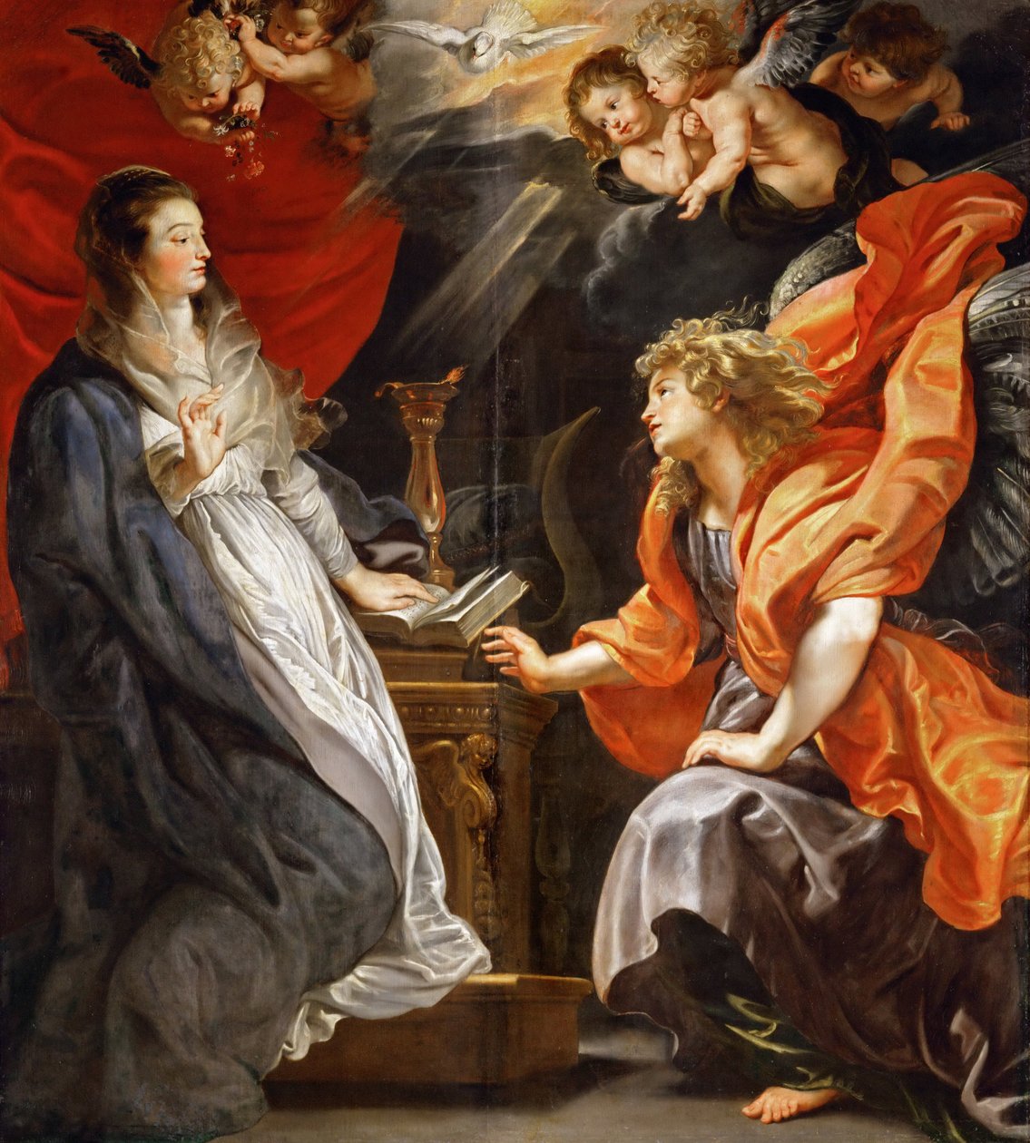 A Anunciação - Pieter Paul Rubens (1577-1640). Óleo sobre tela, ca. 1609. Dimensão : 224x200 cm. Museu de História de Arte, Vienne de Peter Paul Rubens