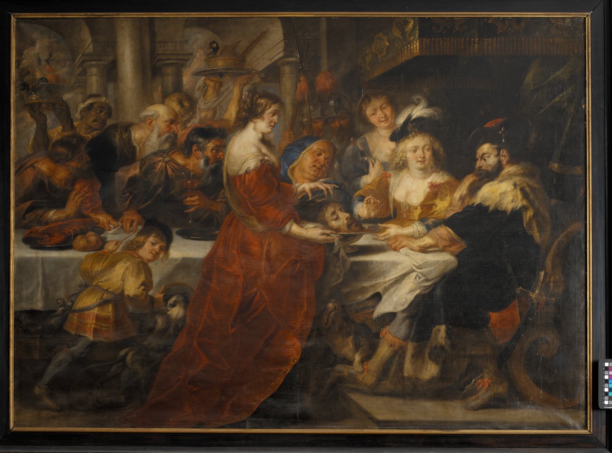 A festa de Herodes. Salomé trazendo a cabeça de São João Batista em um carregador de Peter Paul Rubens