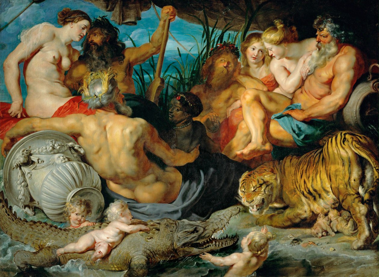 Os Quatro Continentes, c.1615 (óleo sobre tela) de Peter Paul Rubens