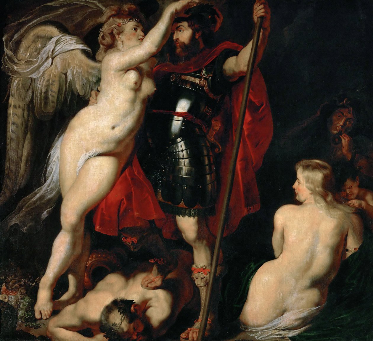 O Herói da Virtude Marte, é adornado pela Deusa da Vitória, ca 1616. de Peter Paul Rubens