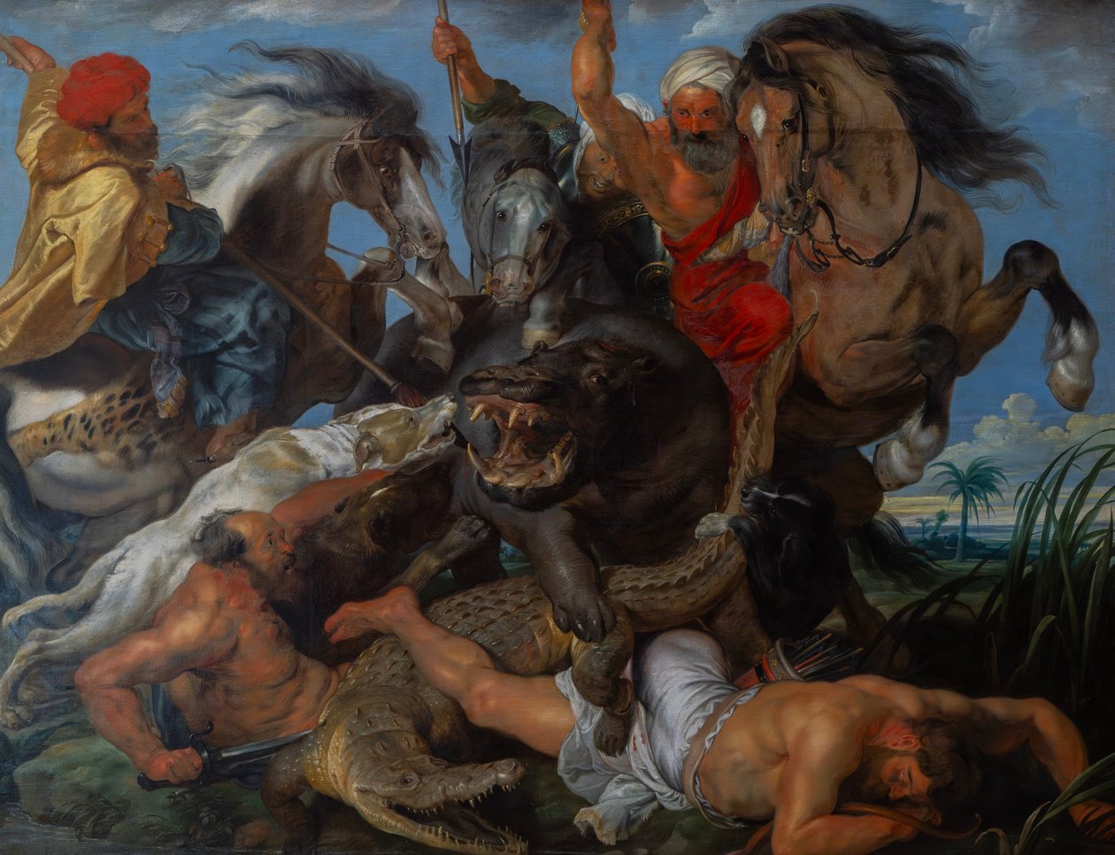A caça ao hipopótamo e ao crocodilo de Peter Paul Rubens