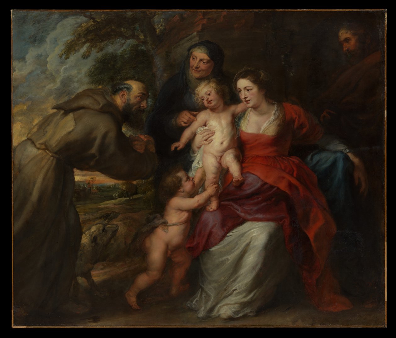 A Sagrada Família com os santos Francisco e Ana e o menino São João Batista de Peter Paul Rubens