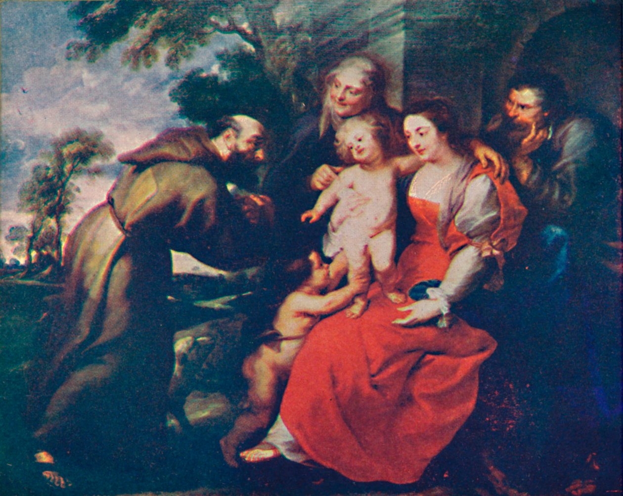 A Sagrada Família com os Santos Francisco e Ana e o Menino São João Batista, c1630. c1935 de Peter Paul Rubens