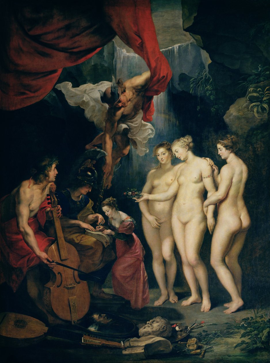 O Ciclo Medici: Educação de Marie de Medici (1573-1642) 1621-25 (óleo sobre tela) de Peter Paul Rubens