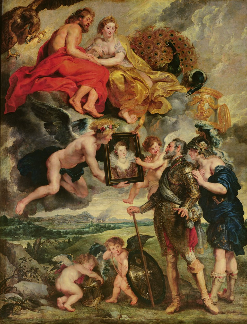 O Ciclo Medici: Henri IV (1553-1610) Recebendo o Retrato de Maria de Médicis (1573-1642) 1621-25 de Peter Paul Rubens