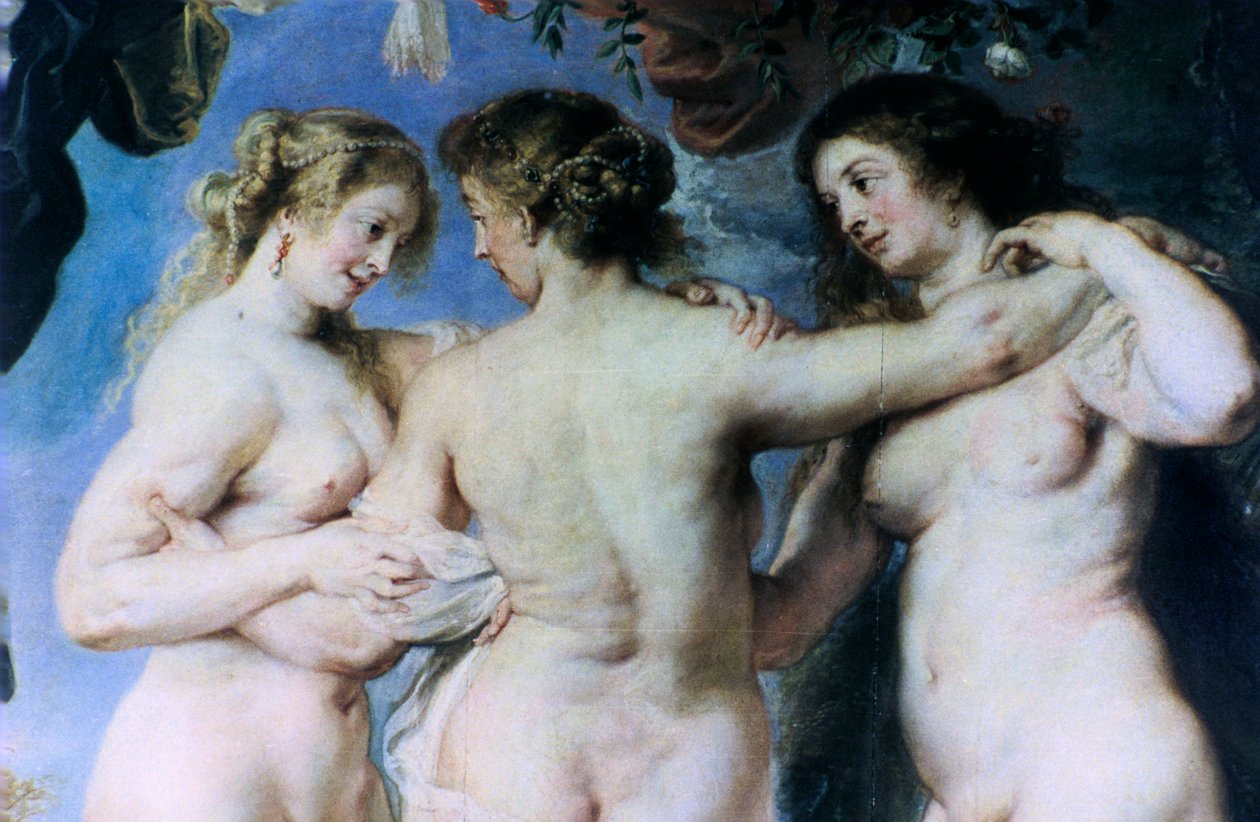 As três graças, detalhe, c1636-1638 de Peter Paul Rubens