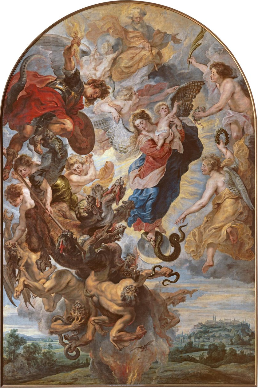 A Virgem como a mulher apocalíptica sobre a lua de Peter Paul Rubens