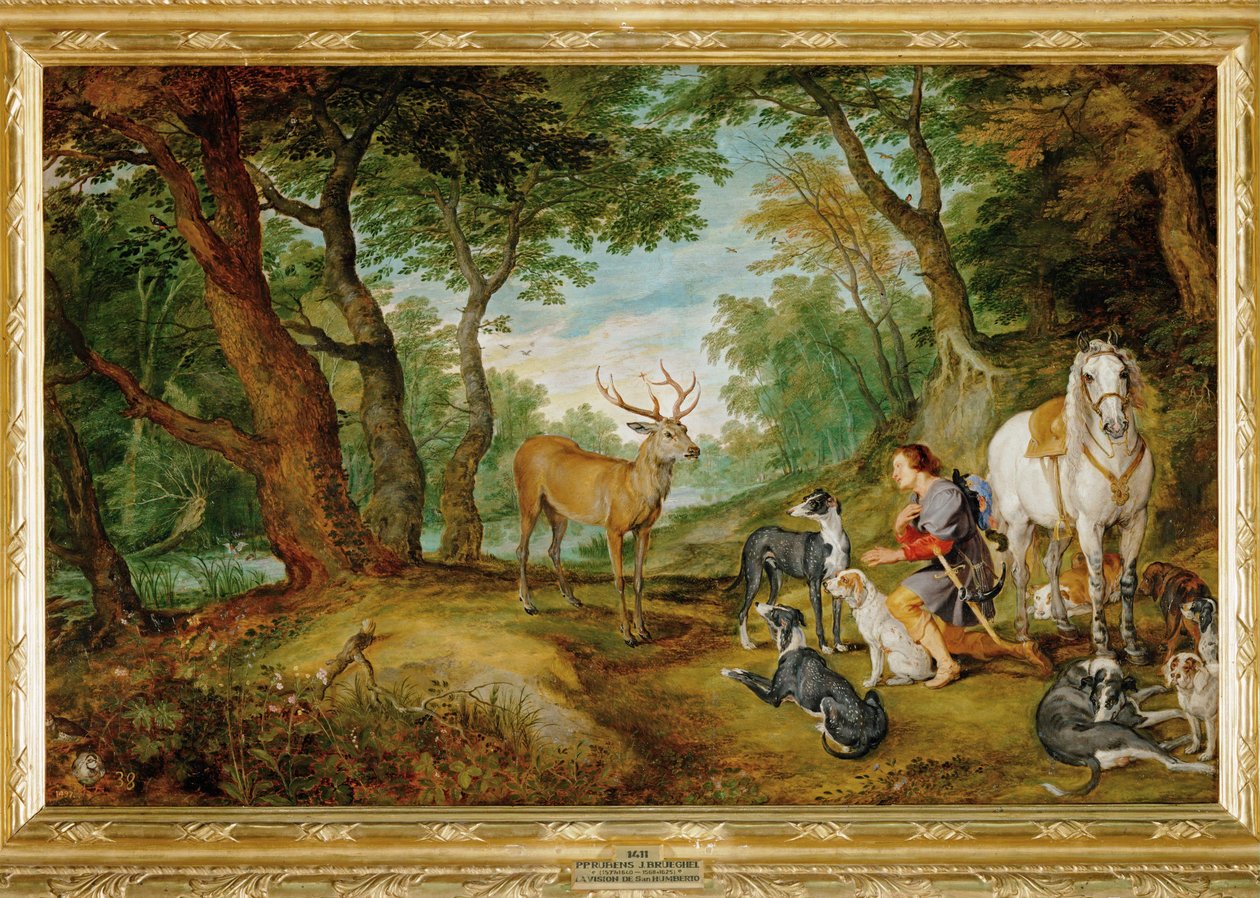 A visão de São Huberto (pintura sobre tela) de Peter Paul Rubens