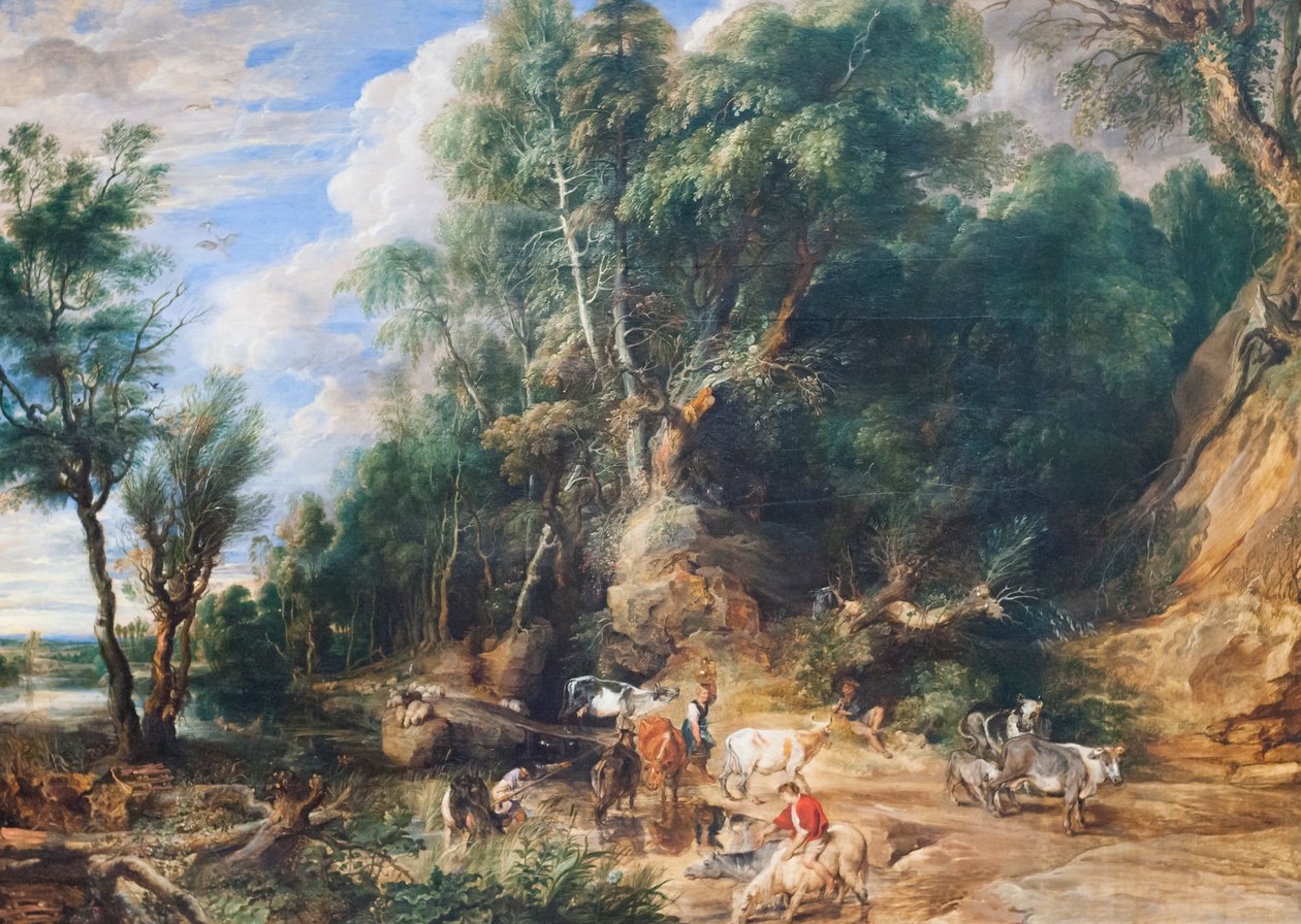 The Watering Place, c.1615-22 (óleo sobre carvalho) de Peter Paul Rubens