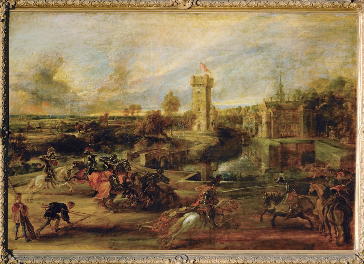 Torneio junto ao fosso do castelo de Steen (pintura sobre madeira) de Peter Paul Rubens