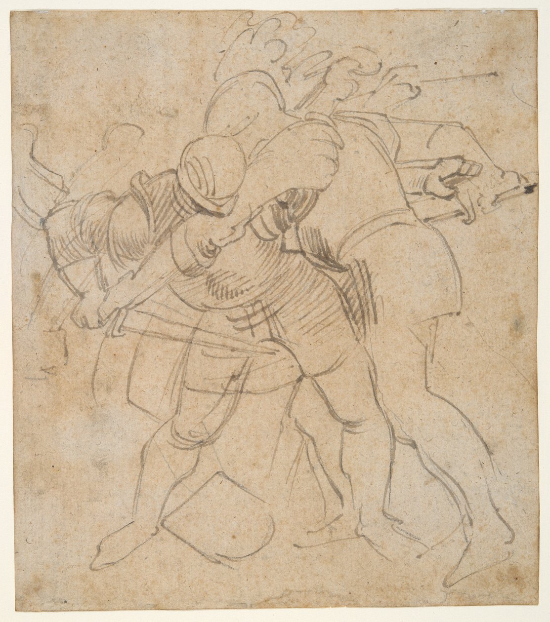 Dois Soldados Blindados Lutando (r); um cachorro (v) de Peter Paul Rubens