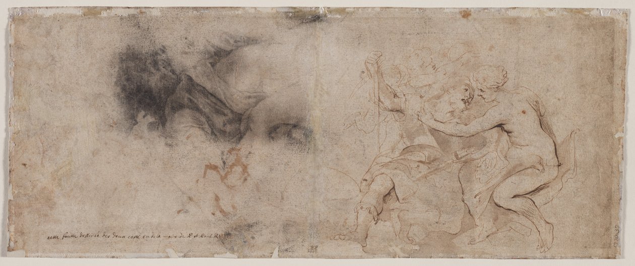 Vênus Desarmando Marte, Estudo de Cortinas (verso) de Peter Paul Rubens