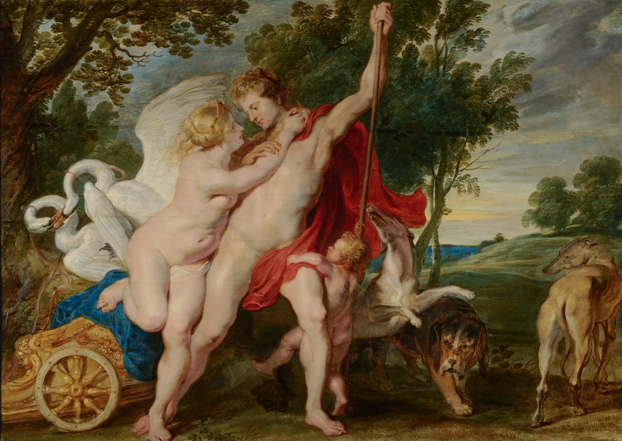 Vênus tentando impedir Adonis de partir para a caça, c.1600-1700 de Peter Paul Rubens