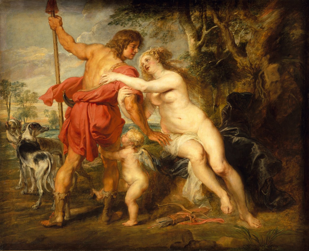 Vênus e Adônis, provavelmente em meados da década de 1630. de Peter Paul Rubens