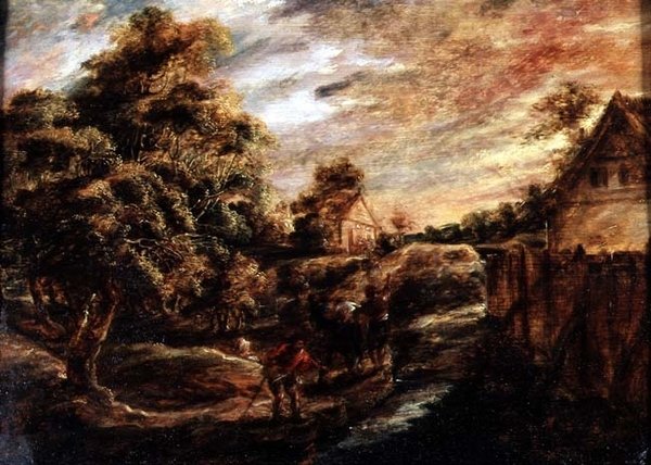Paisagem arborizada ao pôr-do-sol de Peter Paul Rubens