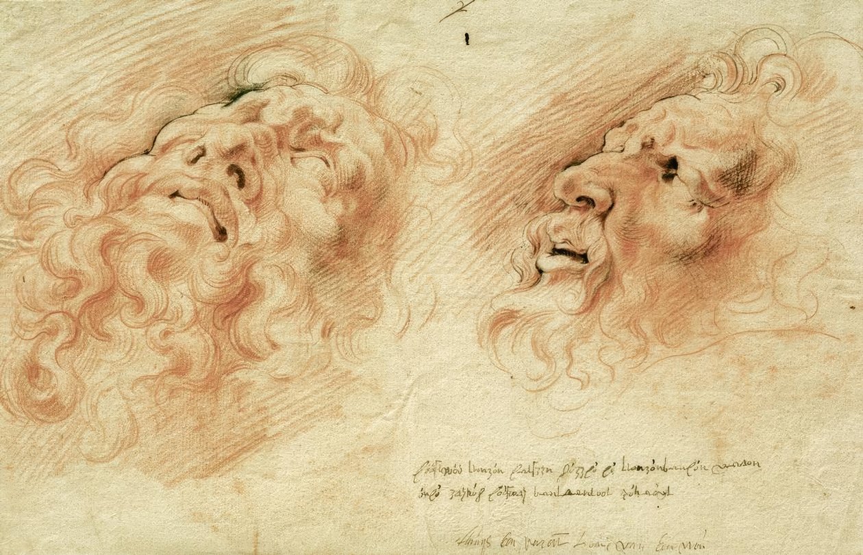 Dois estudos depois da cabeça do Laocoon de Peter Paul Rubens