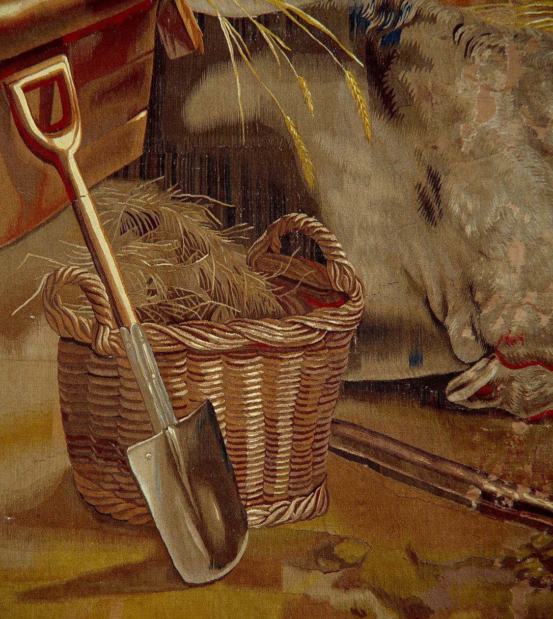 Adoração do Menino Jesus, detalhe da tapeçaria da escola flamenga, c.1600-50 de Peter Paul after Rubens