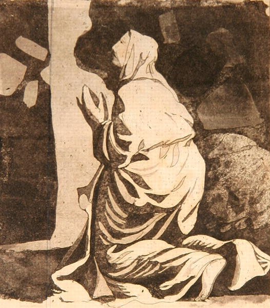 Elias no Deserto (aquatint) de Peter Perez Burdett