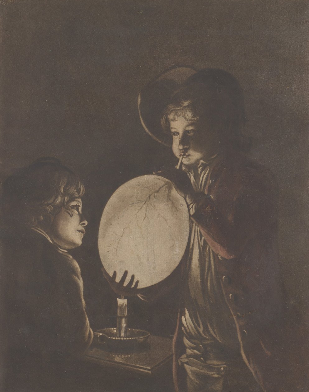 Dois meninos soprando uma bexiga à luz de velas, 1773., 1773. de Peter Perez Burdett