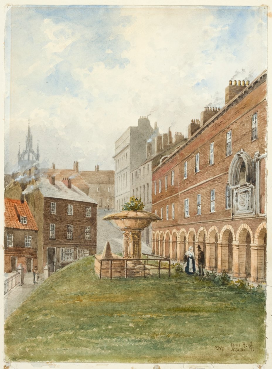 Holy Jesus Hospital, Newcastle upon Tyne (corpete, lápis e aguarela sobre papel) de Peter Petersen Toft