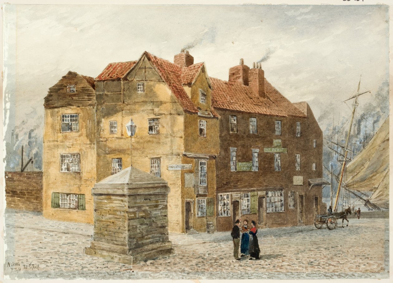 Sandgate (Portland Arms Inn) (lápis e aquarela sobre papel no cartão) de Peter Petersen Toft