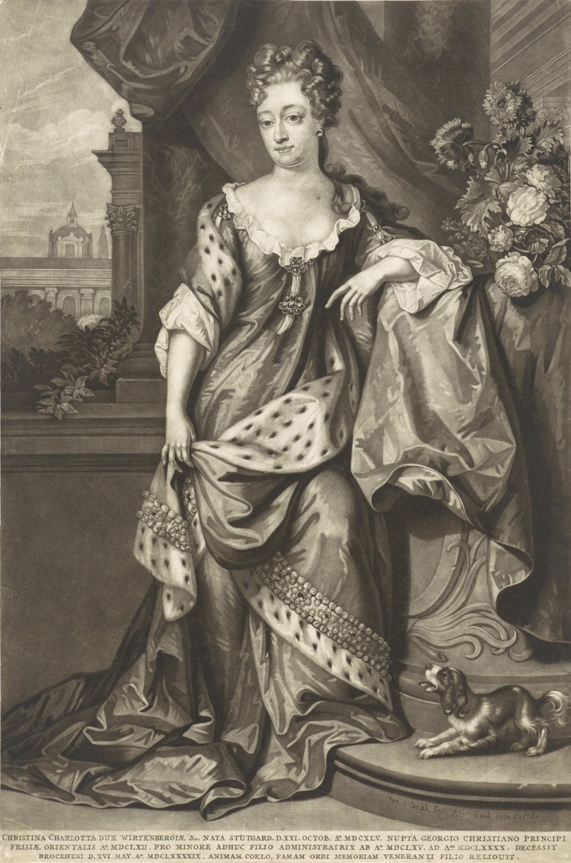 Cristina Carlota de Württemberg 1645-1699, Princesa da Frísia Oriental, ca 1699. de Peter Schenk