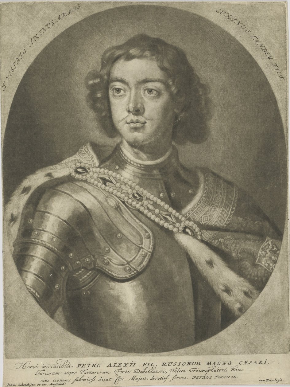 Retrato do Imperador Pedro I, o Grande 1672-1725, um 1700. de Peter Schenk