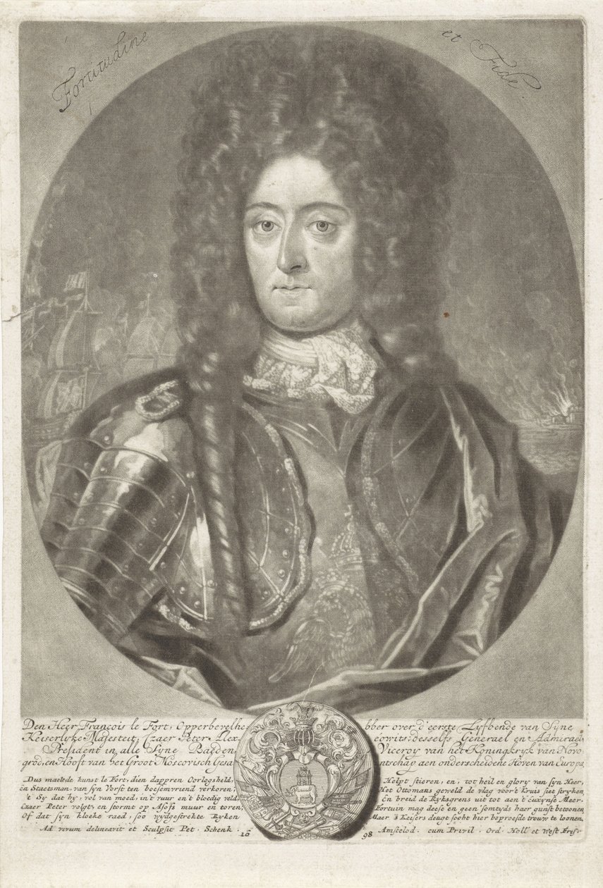 Retrato do almirante general François Lefort 1656-1699, 1698. de Peter Schenk