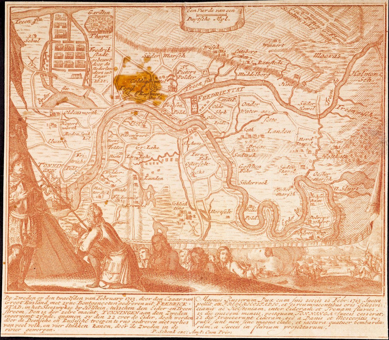 A conquista de Friedrichstadt em 12 de fevereiro de 1713, 1713. de Peter Schenk