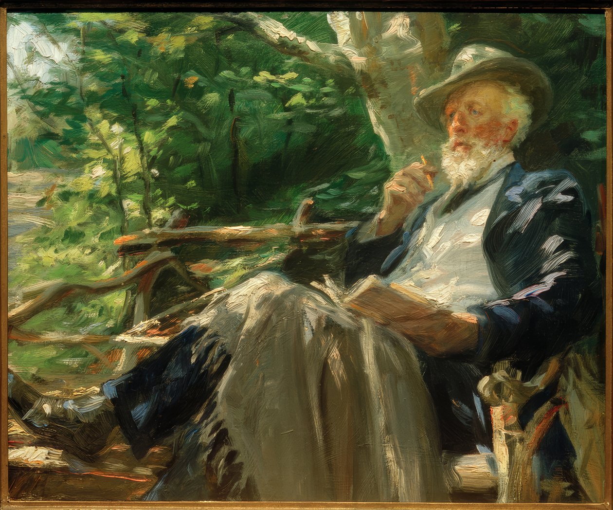 Retrato do poeta Holger Drachmann na floresta de Skagen de Peder Severin Krøyer