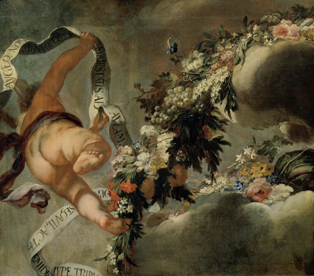 Putto com fio de flores e faixa de Peter Strudel