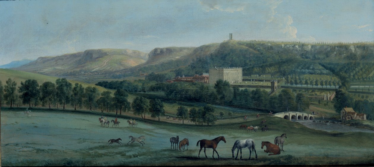 Uma vista de Chatsworth do sudoeste (óleo sobre tela) de Peter Tillemans
