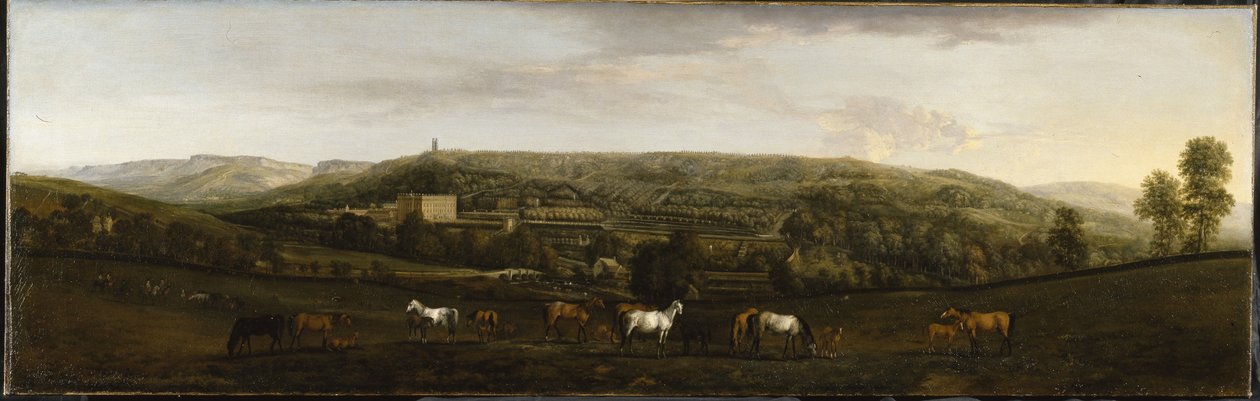 Uma vista de Chatsworth do sudoeste (óleo sobre tela) de Peter Tillemans